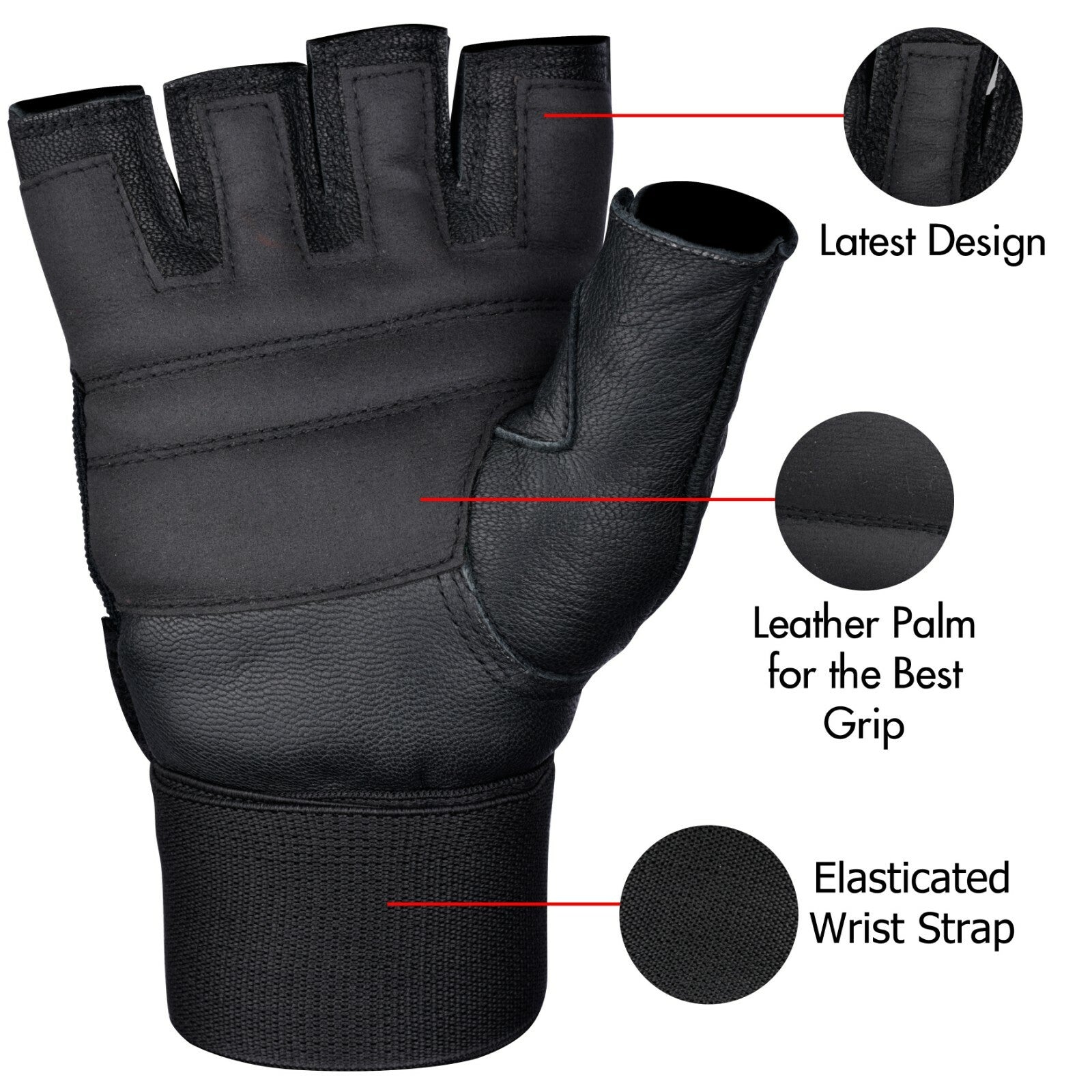 SAWANS® Gym Weight Lifting Gloves Leather Training Straps Body Building Workouts