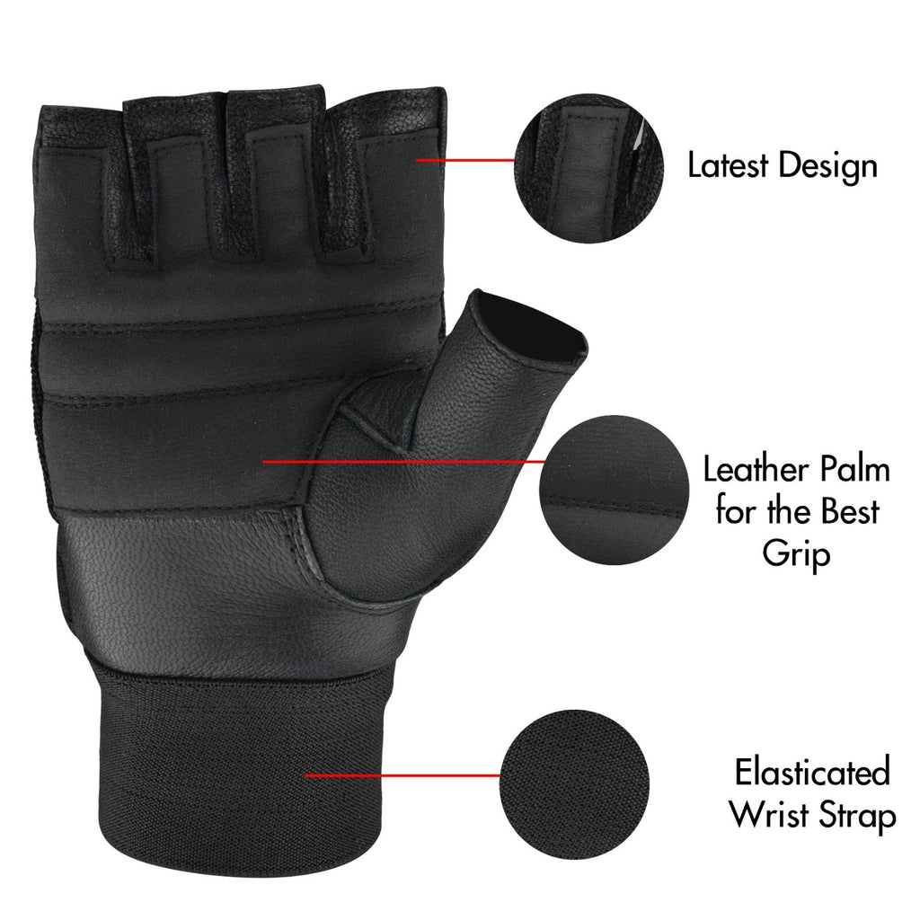 SAWANS® Gym Weight Lifting Gloves Leather Training Straps Body Building Workouts