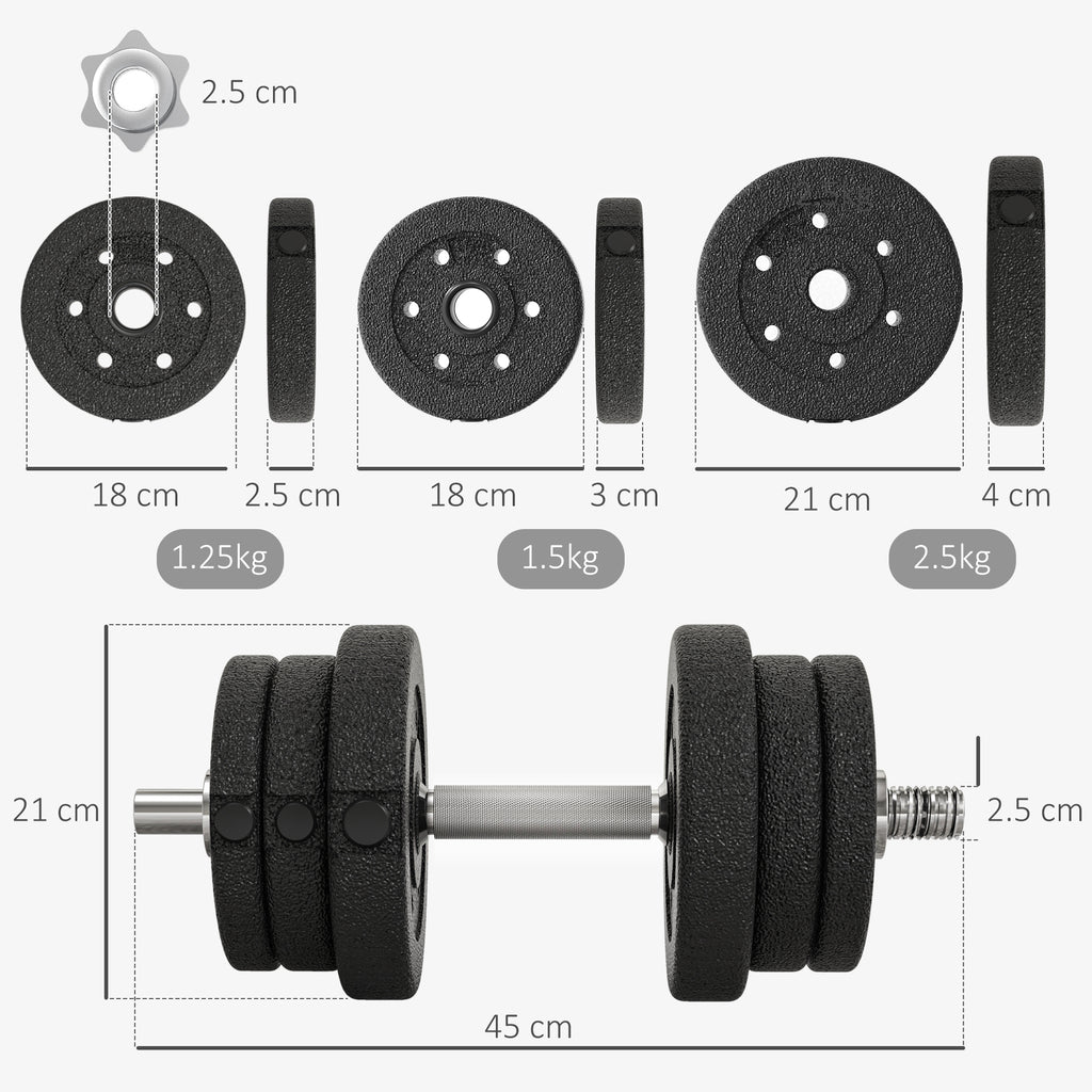 20KG Adjustable Dumbbells Weight Set Hand Weight for Home Gym Body Fitness