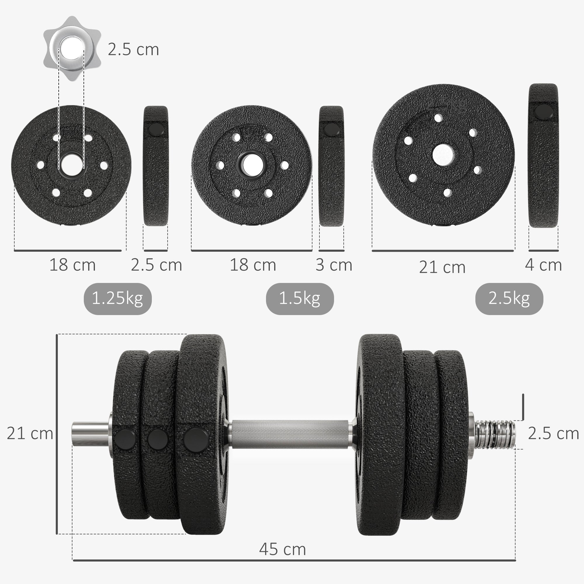 20KG Adjustable Dumbbells Weight Set Hand Weight for Home Gym Body Fitness