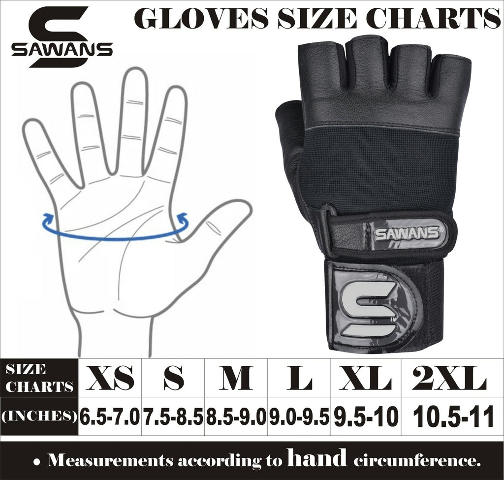 SAWANS® Gym Weight Lifting Gloves Leather Training Straps Body Building Workouts