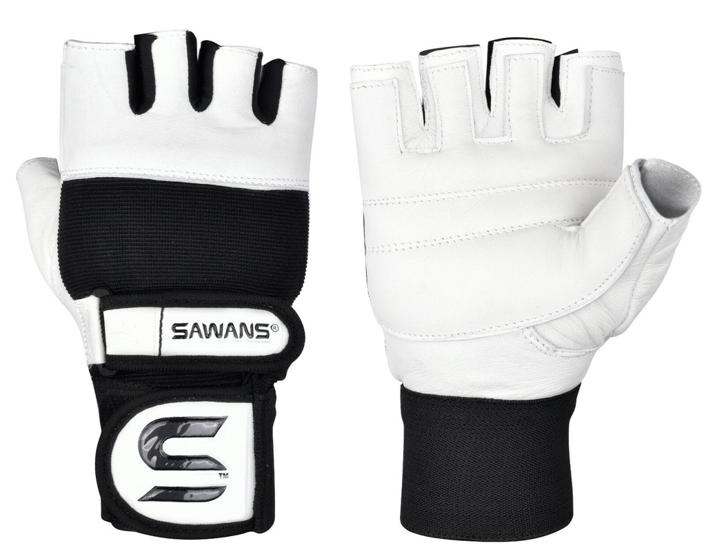 SAWANS® Gym Weight Lifting Gloves Leather Training Straps Body Building Workouts