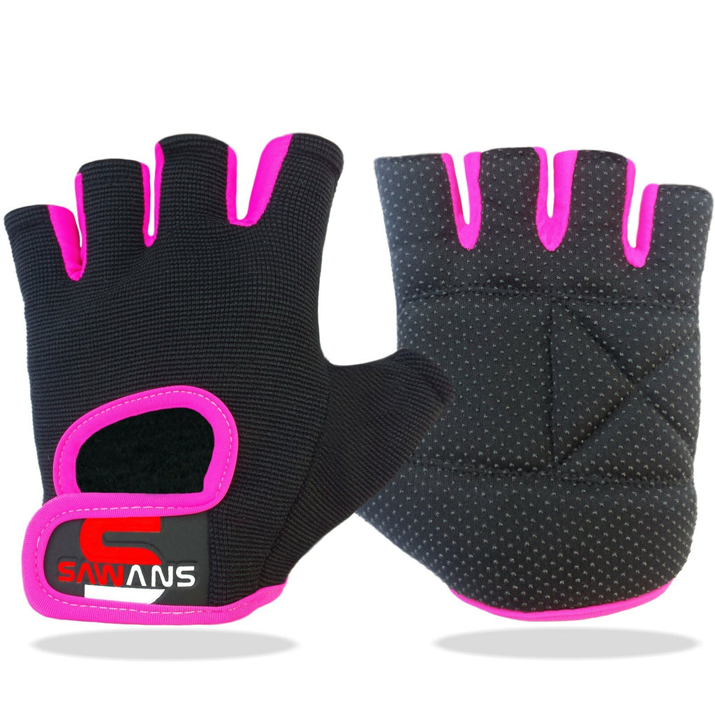 SAWANS® Gym Weight Lifting Gloves Leather Training Straps Body Building Workouts