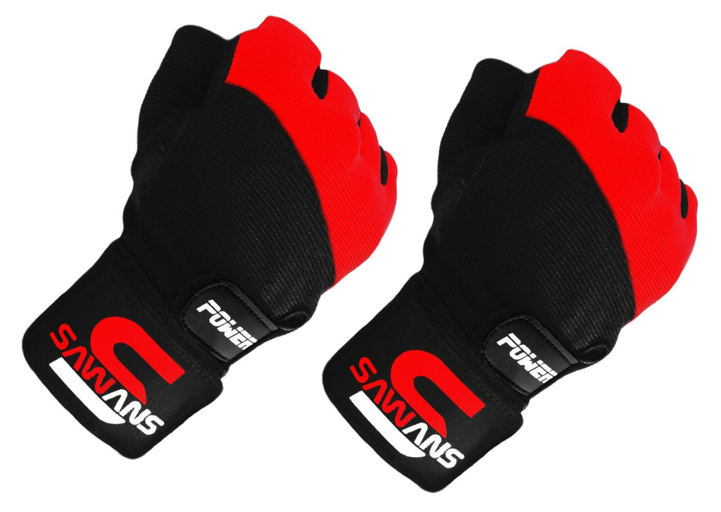 SAWANS® Gym Weight Lifting Gloves Leather Training Straps Body Building Workouts