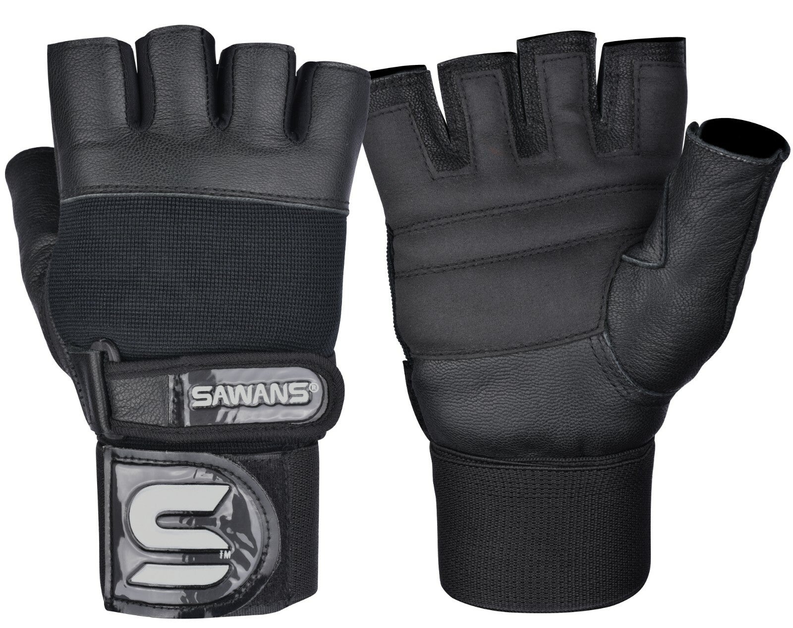 SAWANS® Gym Weight Lifting Gloves Leather Training Straps Body Building Workouts