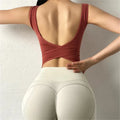 Sexy Back Yoga Crop Top Bra Inner Padded Fitness Tank Top Elastic Sport Bra Gym Vest Professional Workout Vest