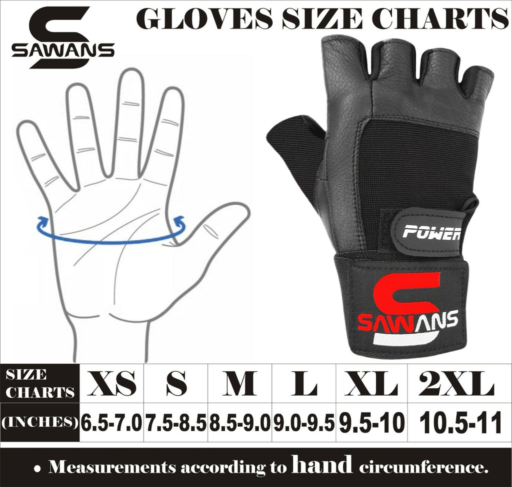 SAWANS® Gym Weight Lifting Gloves Leather Training Straps Body Building Workouts