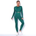 Hollow Out Seamless Yoga Set Sport Outfits Women Black Two 2-Piece Crop Top Bra Leggings Workout Gym Suit Fitness Sport Sets