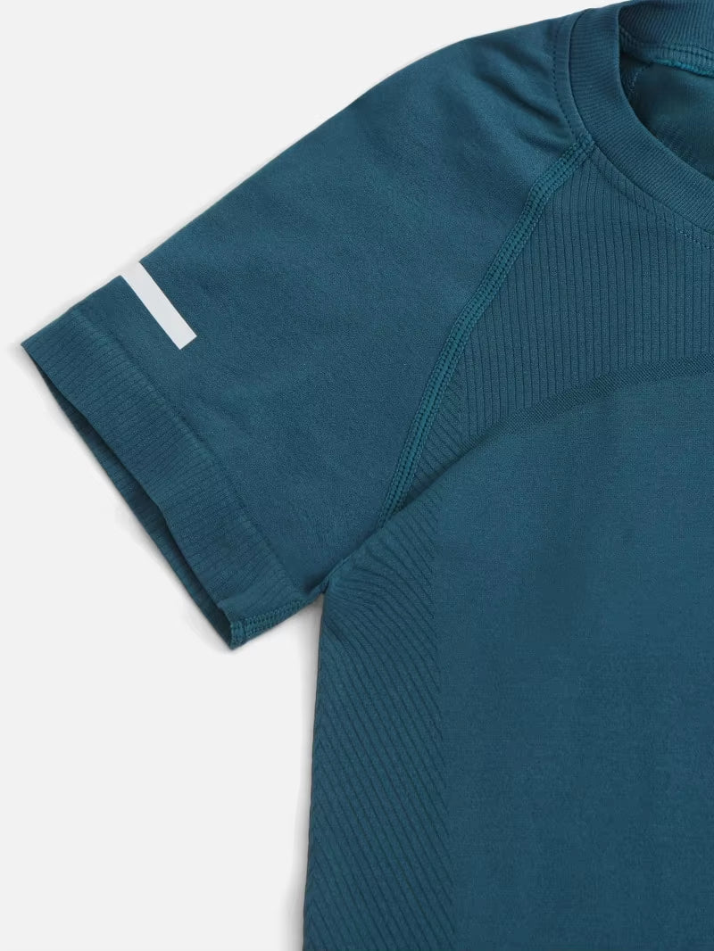 Women Seamless Yoga Tshirt Female Fitness 2 Piece Top Workout Gym Training Shirts Athletic Short Sleeve Yoga Letter T-Shirts