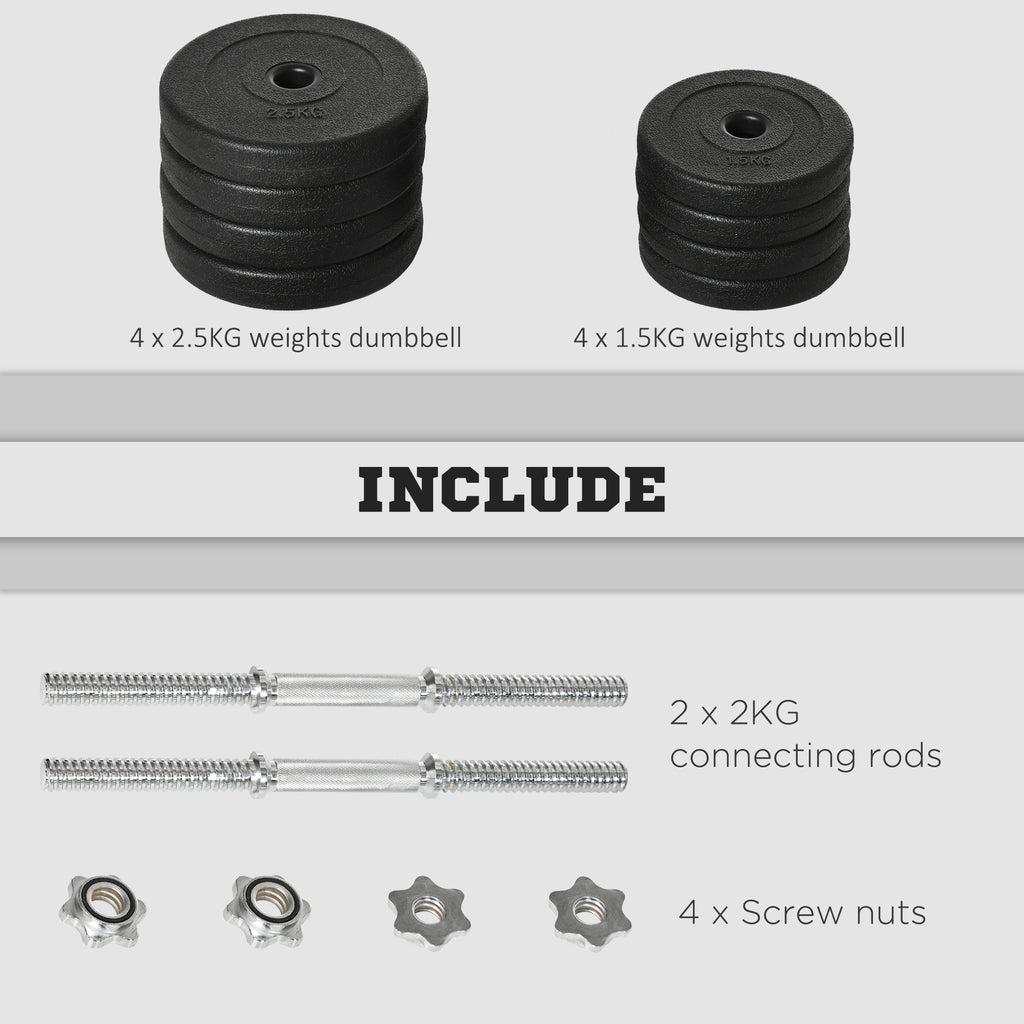 20KG Adjustable Dumbbells Weight Set Hand Weight for Home Gym Body Fitness