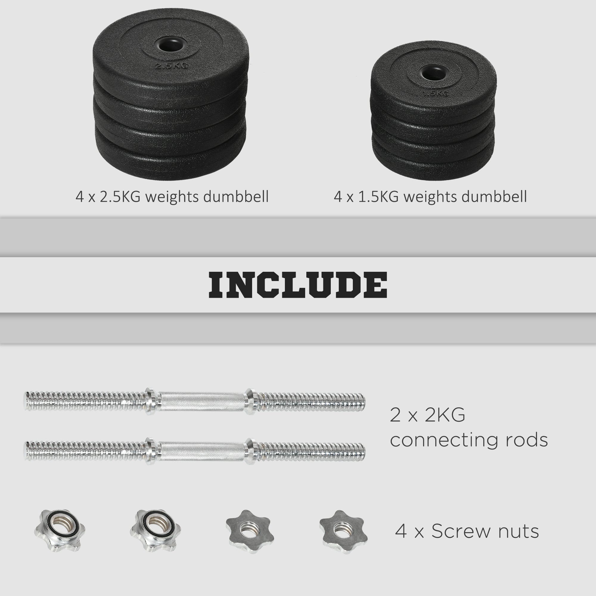 20KG Adjustable Dumbbells Weight Set Hand Weight for Home Gym Body Fitness