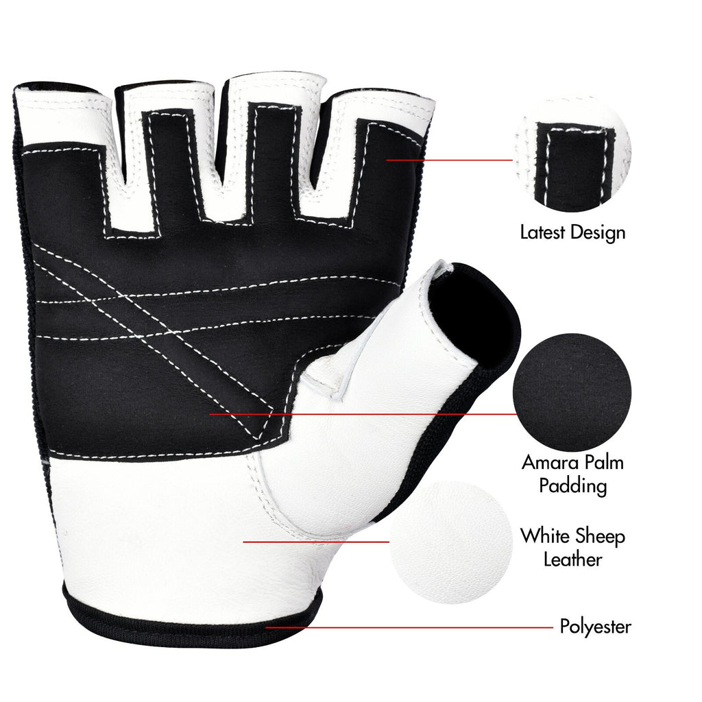 SAWANS® Gym Weight Lifting Gloves Leather Training Straps Body Building Workouts