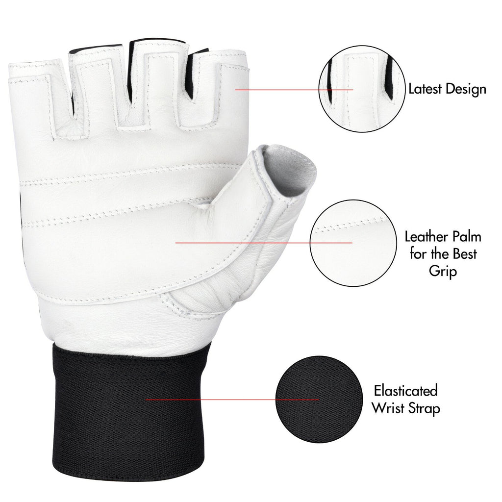 SAWANS® Gym Weight Lifting Gloves Leather Training Straps Body Building Workouts