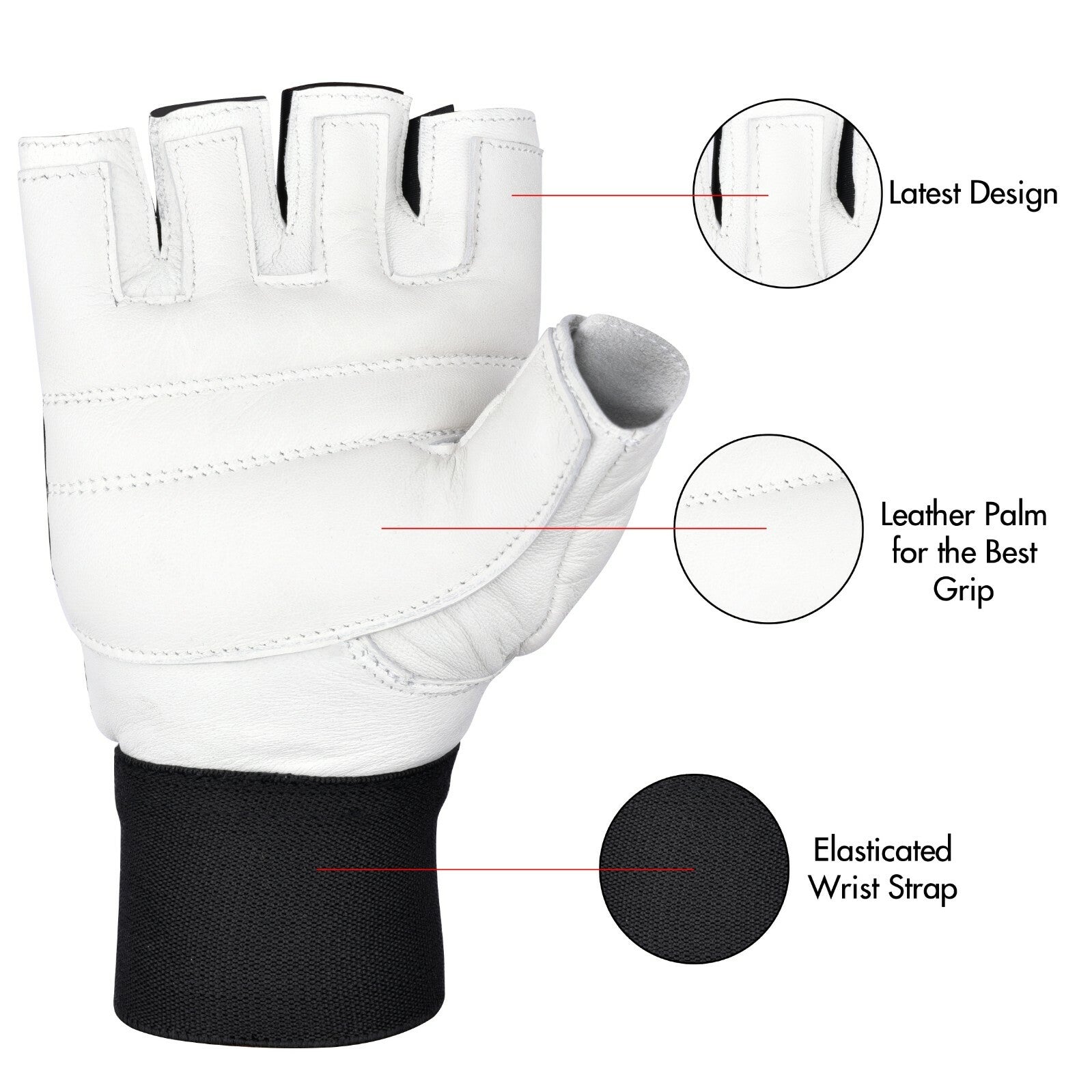 SAWANS® Gym Weight Lifting Gloves Leather Training Straps Body Building Workouts