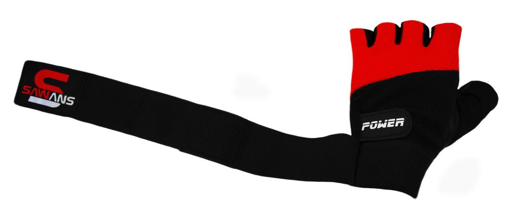 SAWANS® Gym Weight Lifting Gloves Leather Training Straps Body Building Workouts