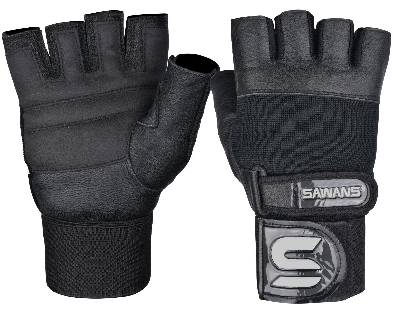 SAWANS® Gym Weight Lifting Gloves Leather Training Straps Body Building Workouts