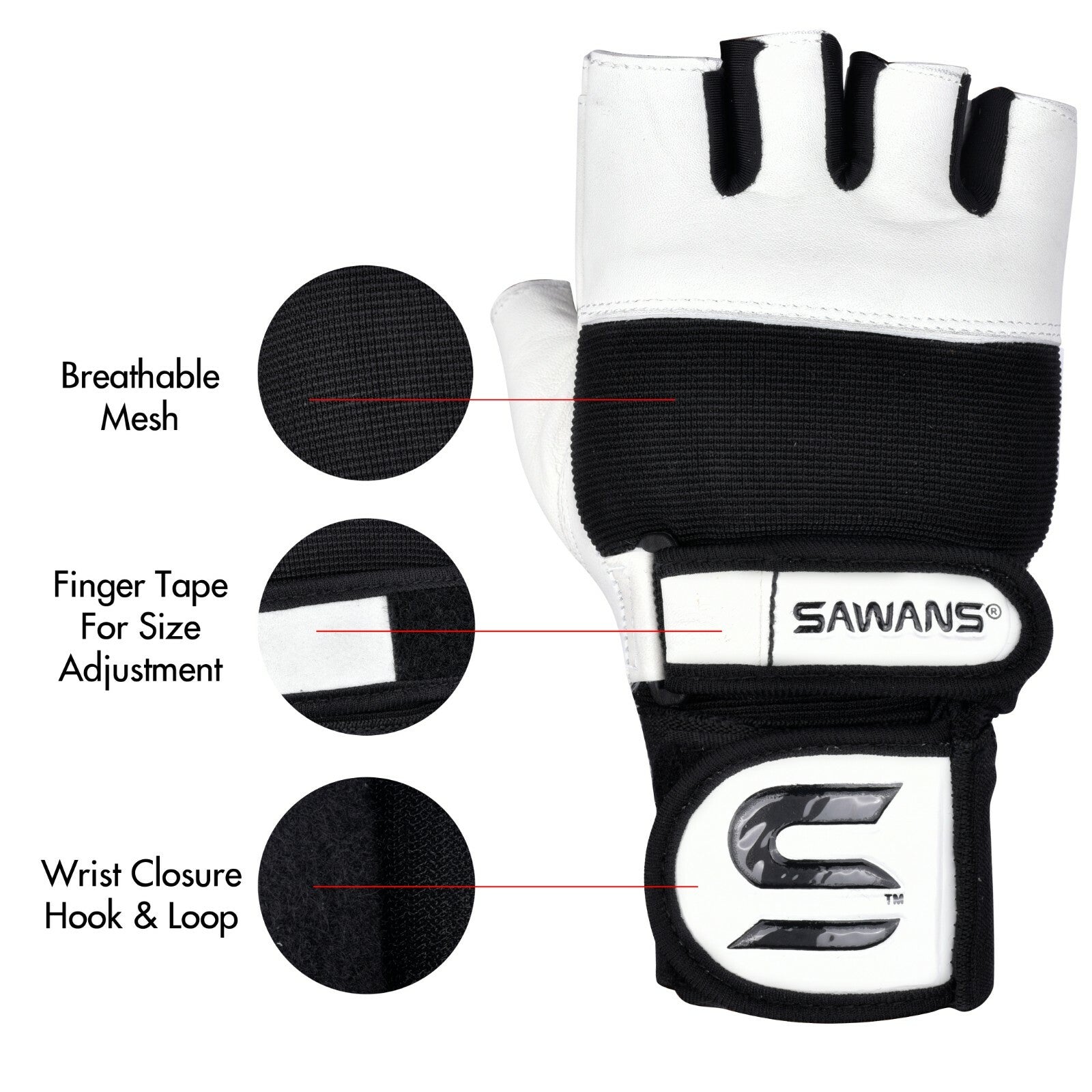 SAWANS® Gym Weight Lifting Gloves Leather Training Straps Body Building Workouts