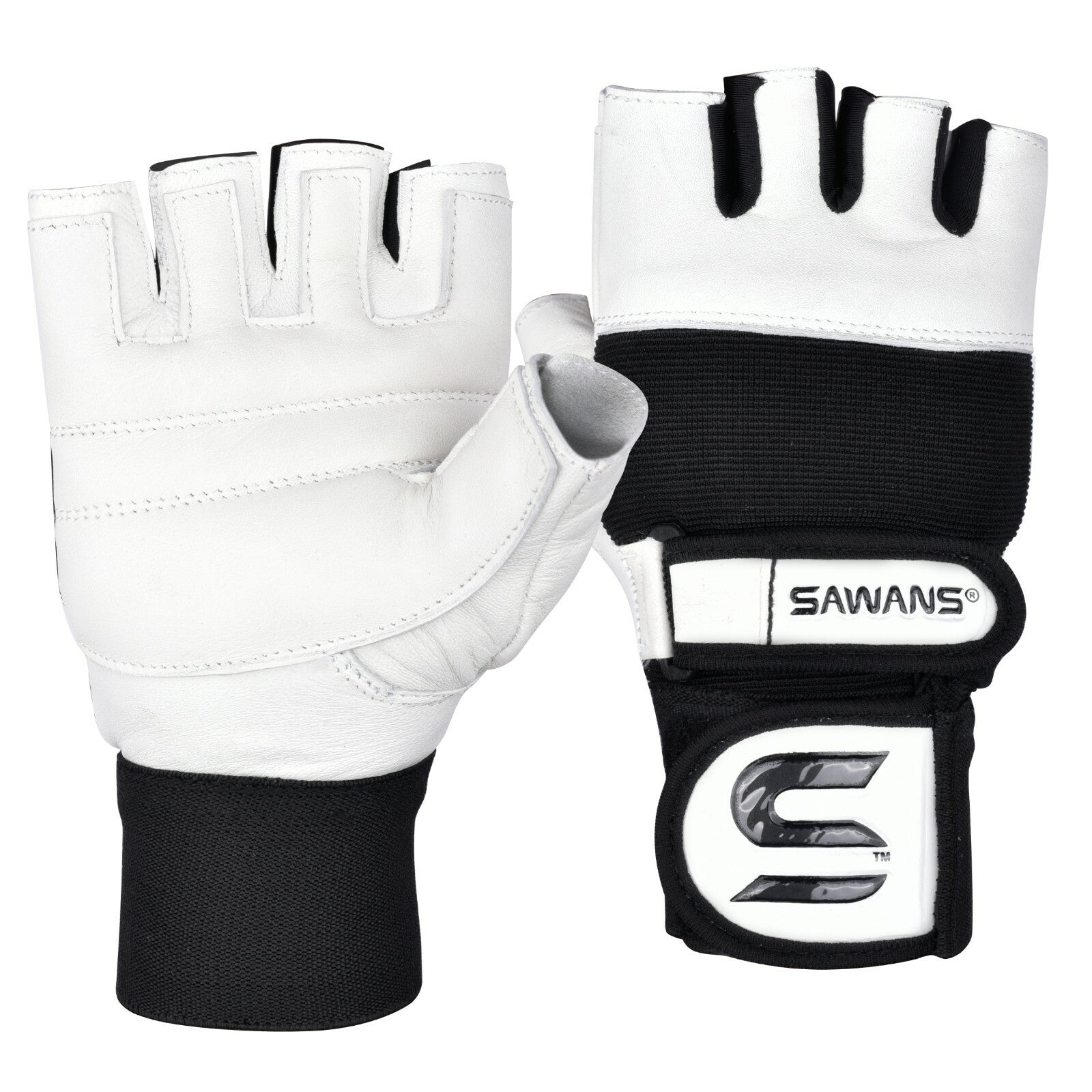 SAWANS® Gym Weight Lifting Gloves Leather Training Straps Body Building Workouts