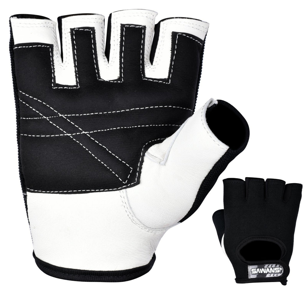 SAWANS® Gym Weight Lifting Gloves Leather Training Straps Body Building Workouts