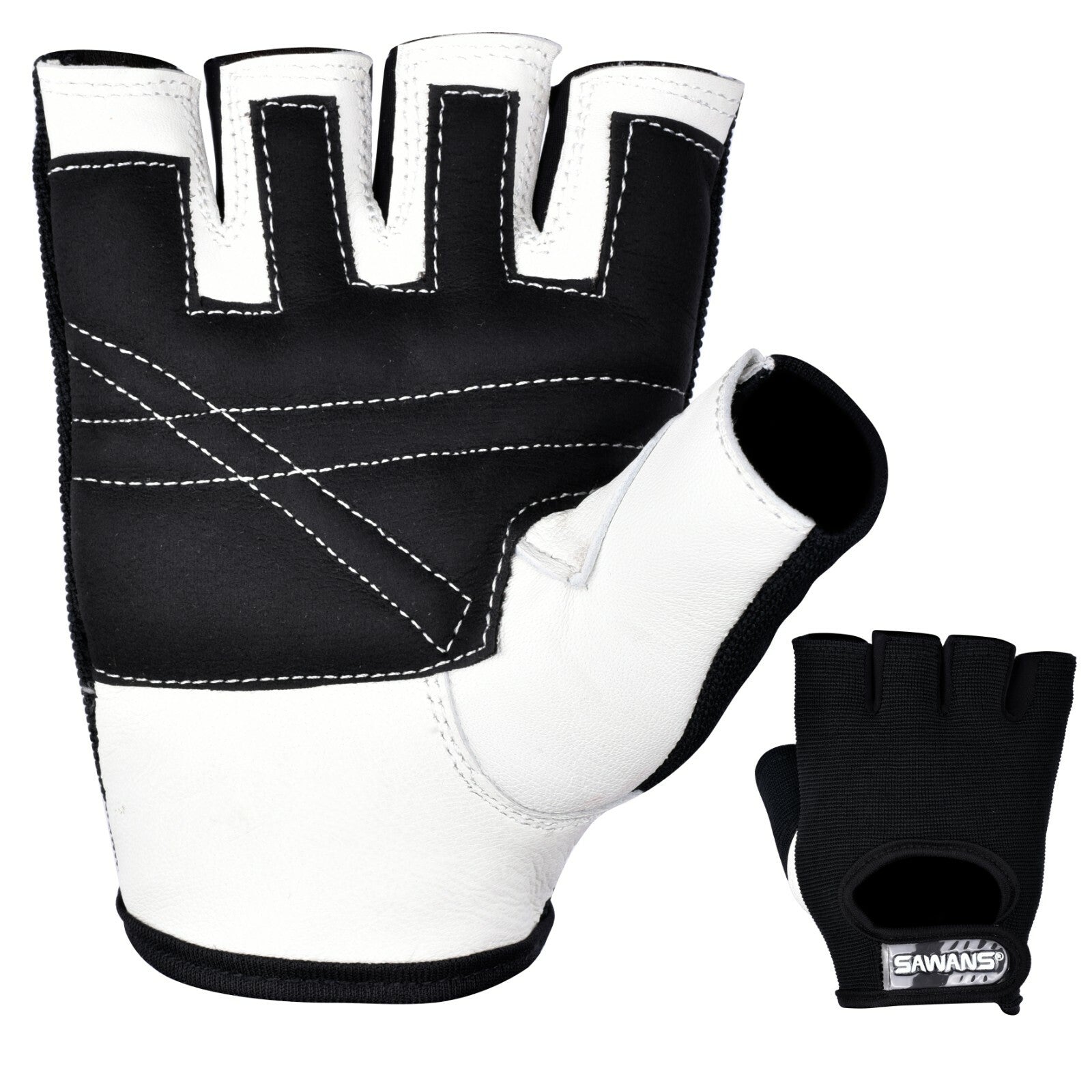 SAWANS® Gym Weight Lifting Gloves Leather Training Straps Body Building Workouts