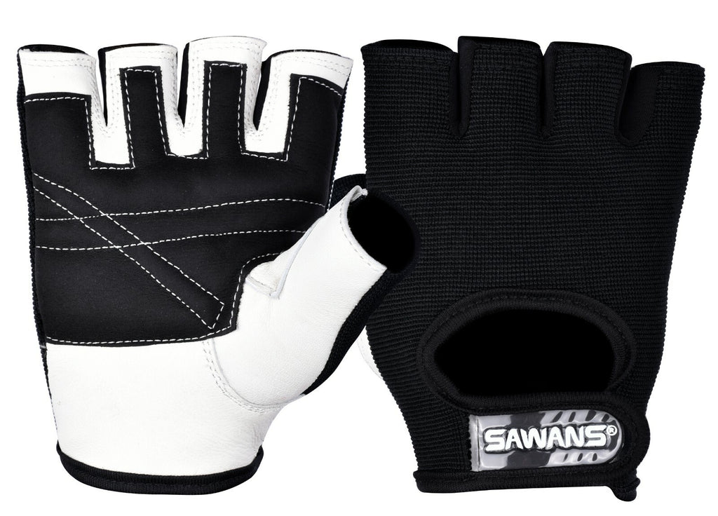 SAWANS® Gym Weight Lifting Gloves Leather Training Straps Body Building Workouts