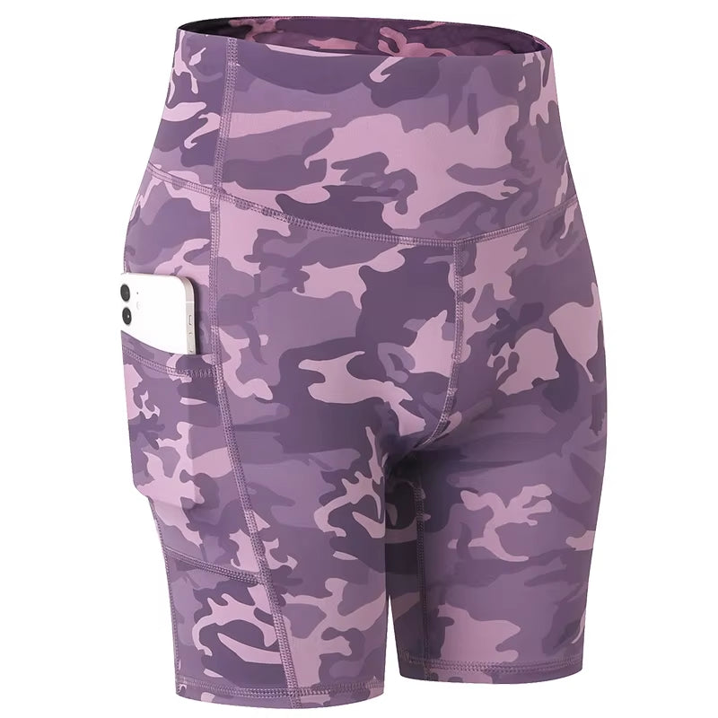 Women'S Yoga Shorts with Pocket Running Tights Short High Waist Gym Compression Sport Shorts Yoga Legging Gym Workout Short