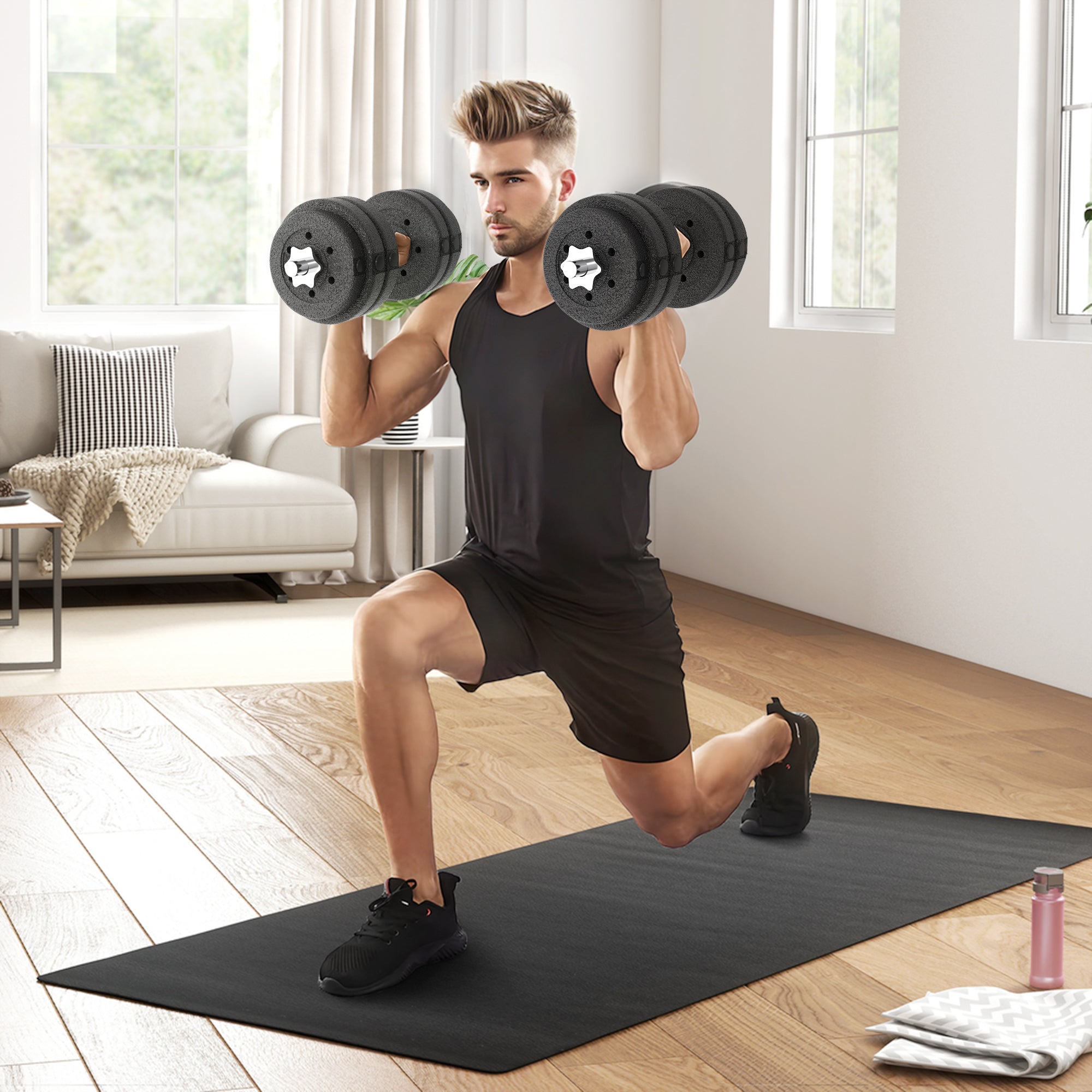 20KG Adjustable Dumbbells Weight Set Hand Weight for Home Gym Body Fitness