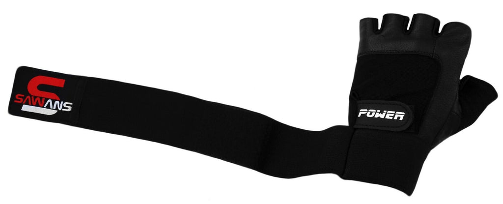 SAWANS® Gym Weight Lifting Gloves Leather Training Straps Body Building Workouts