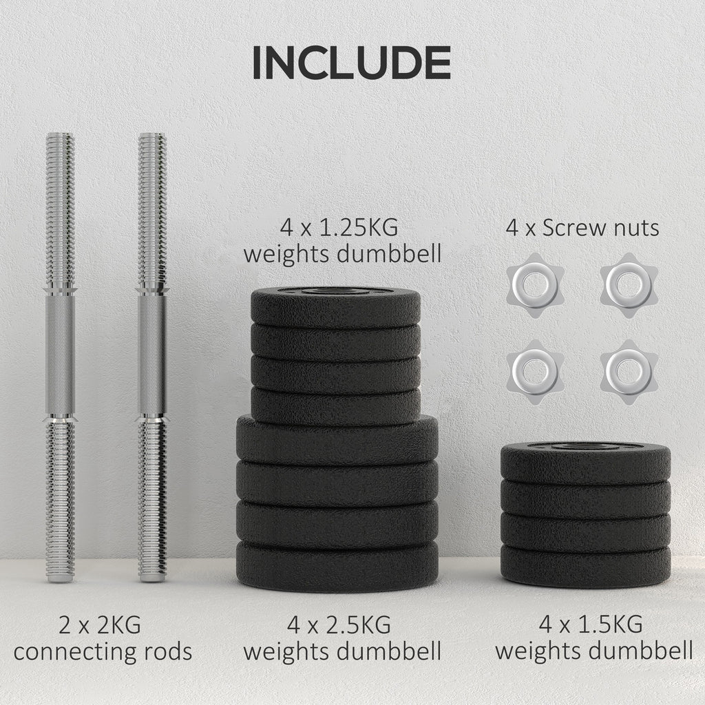 20KG Adjustable Dumbbells Weight Set Hand Weight for Home Gym Body Fitness