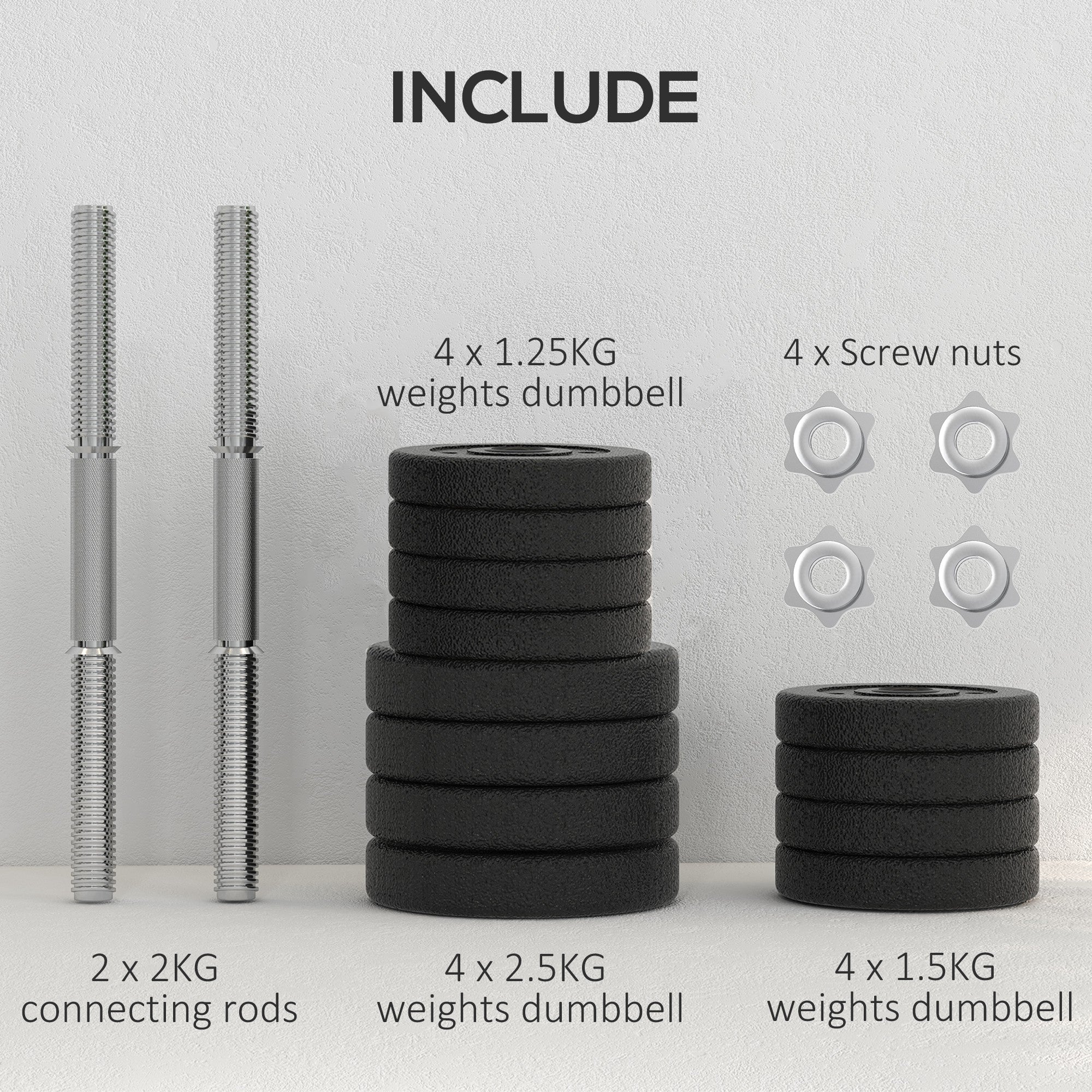 20KG Adjustable Dumbbells Weight Set Hand Weight for Home Gym Body Fitness