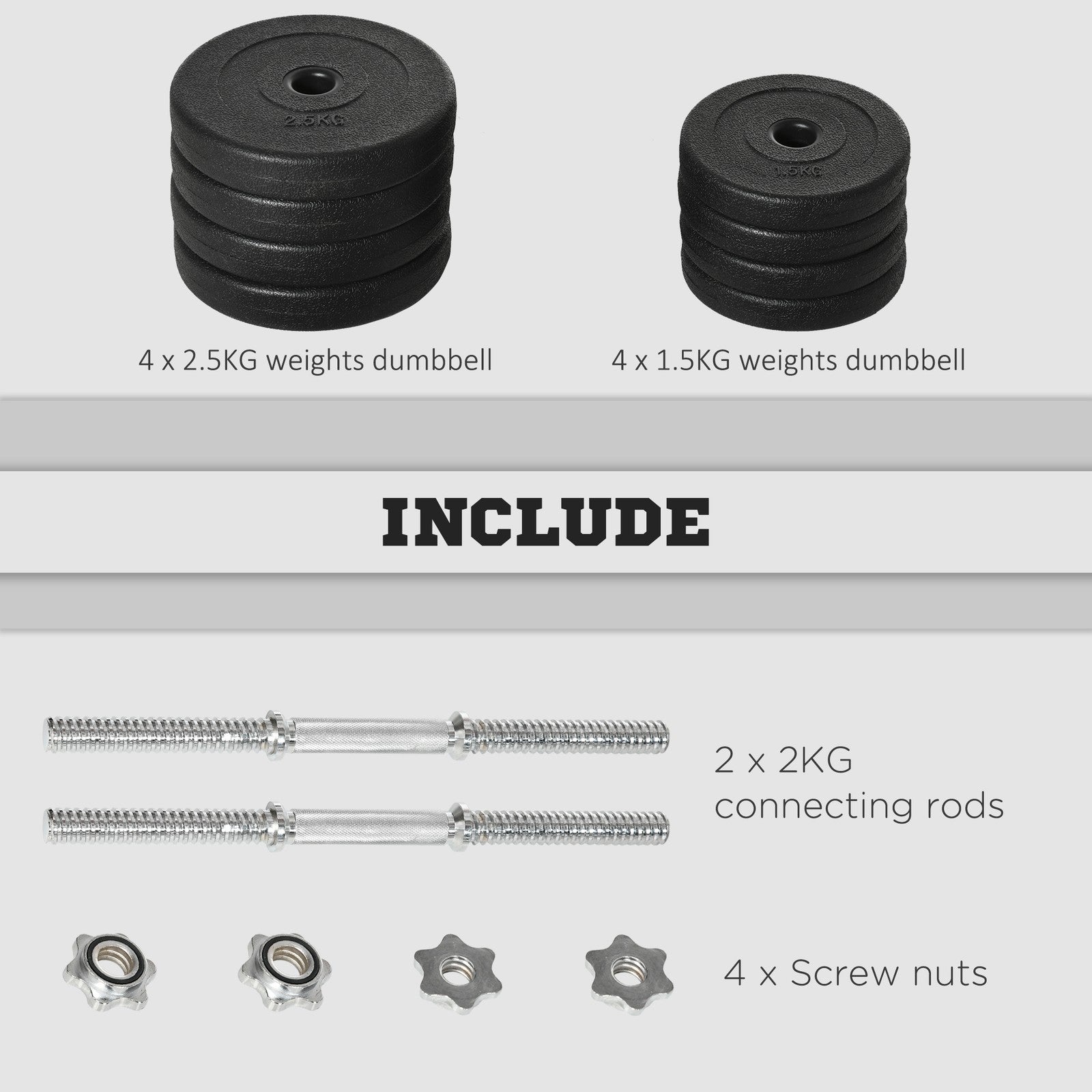 20KG Adjustable Dumbbells Weight Set Hand Weight for Home Gym Body Fitness