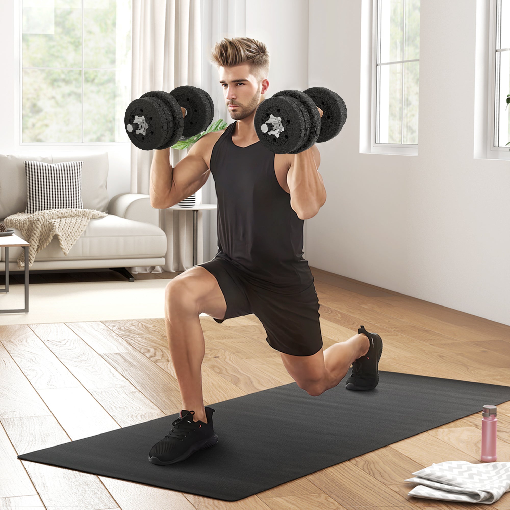 20KG Adjustable Dumbbells Weight Set Hand Weight for Home Gym Body Fitness