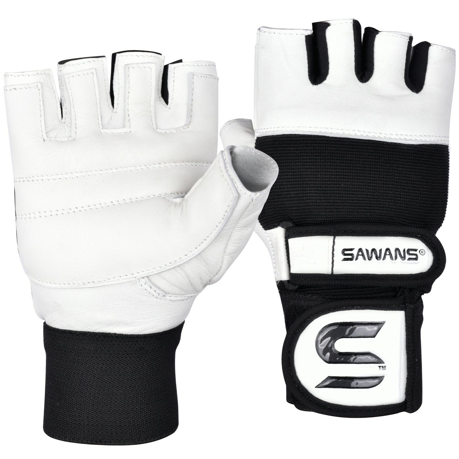 SAWANS® Gym Weight Lifting Gloves Leather Training Straps Body Building Workouts